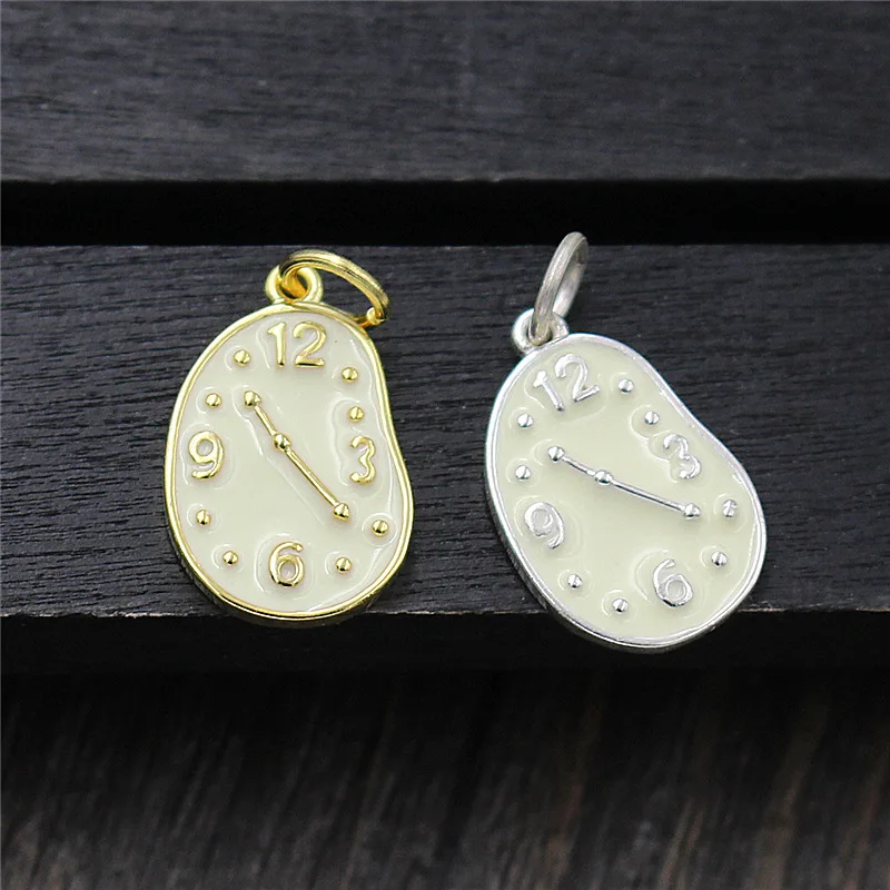 

Real 925 Sterling Silver Clock Shape Pendant Charm Suit DIY Bracelet Pendant Necklace Fine Jewelry Findings Accessories