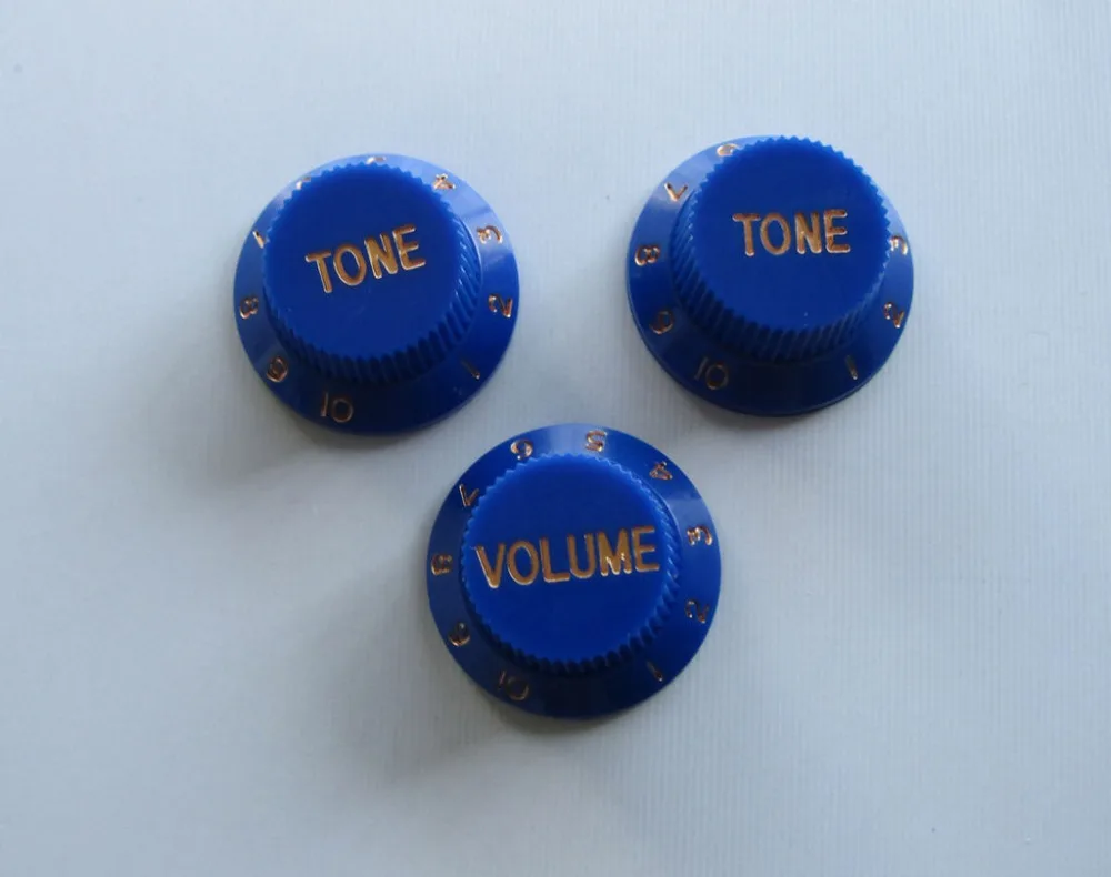 Set of 3 ST Guitar Knobs Volume & Tone Knob Blue /Goldin Guitar Parts
