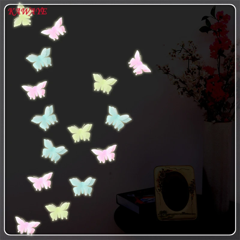 6Pcs Glow In The Dark Butterfly Sticker Beautiful 3D DIY Home Decal Art