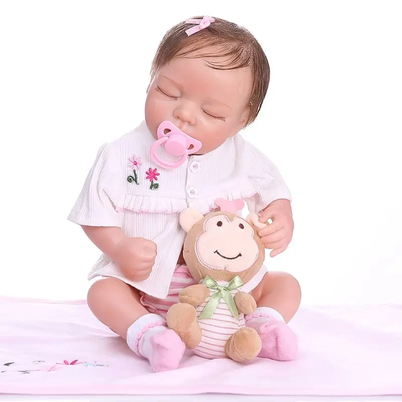 

48cm Reborn Doll Realistic Full Silicone Vinyl Newborn Sleeping Babies Monkey Toy Clothes Lifelike Handmade Gift
