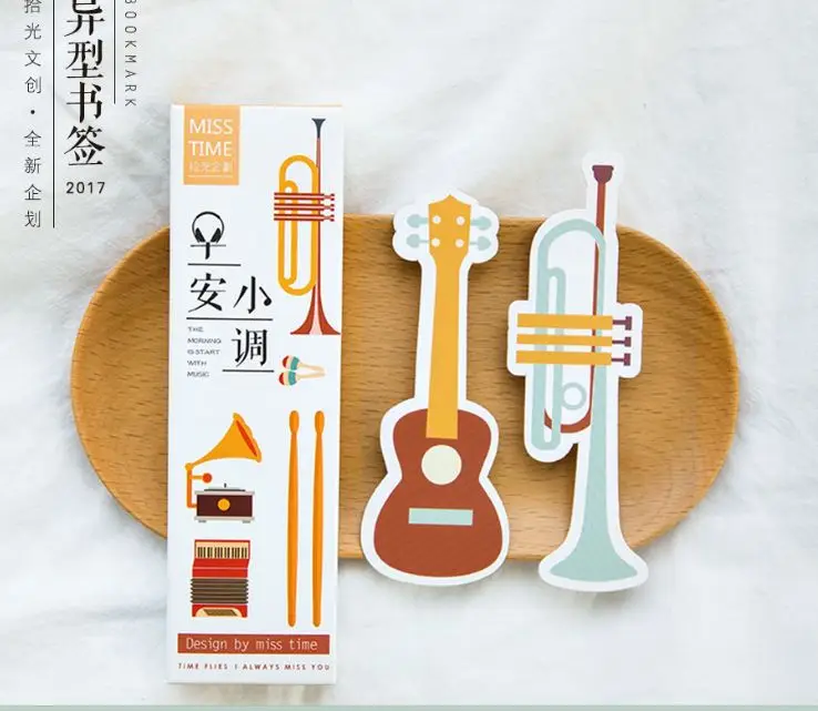 

30 pcs/packMusical instruments Shape Bookmark Paper Cartoon Animals Bookmark Promotional Gift Stationery Film Bookmark