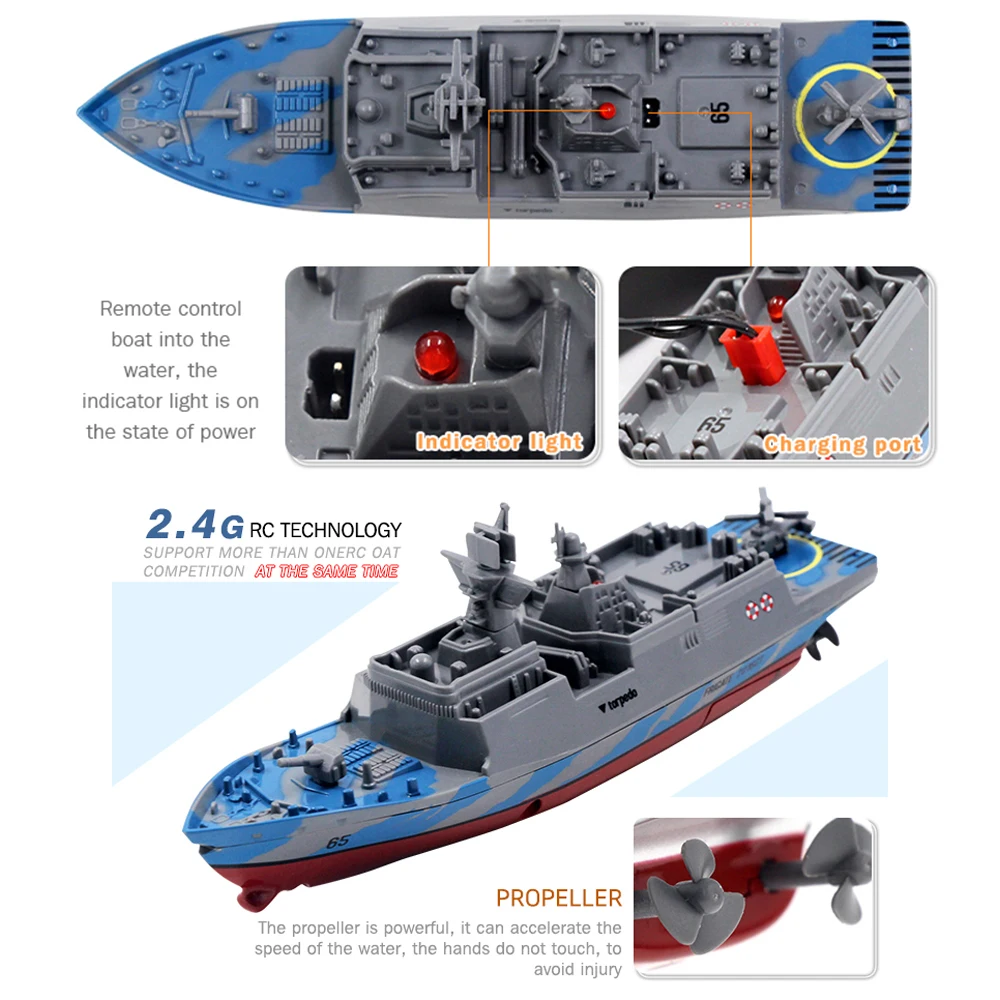 Kids Children Remote Control Boat Toys 4 Channels 2.4GHZ Mini Electric RC Boat Children Water Toys Exquisite Model Speedboat Toy