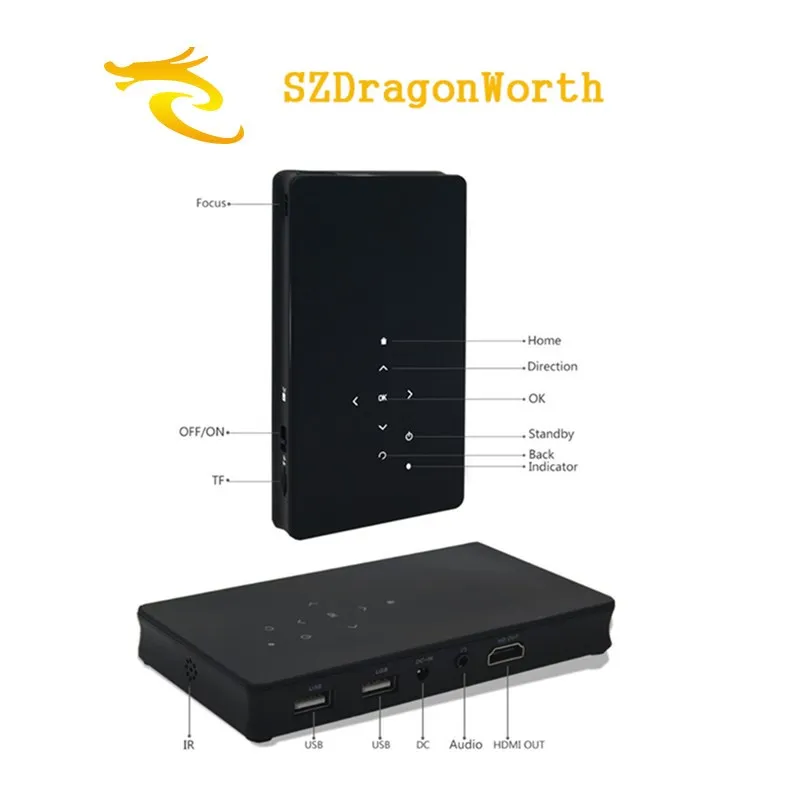 

P8 Mini DLP Projector Android 4.4 Smart TV Box 1GB/8GB  2.4G&5G WiFi AirPlay Miracast HDMI for Home Theater Education