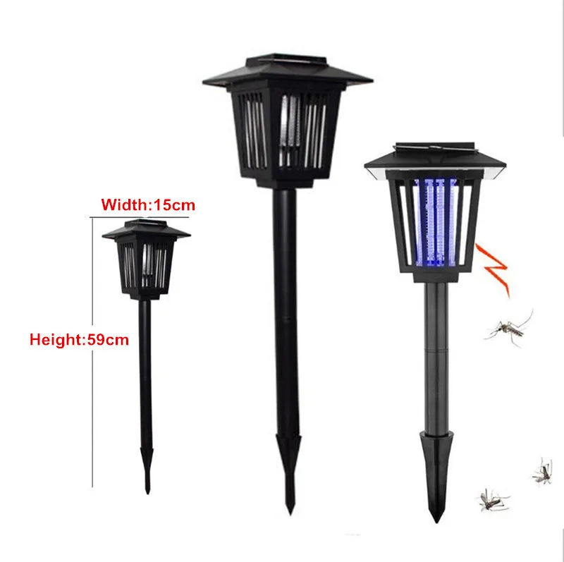 IP65 Solar Powered LED Light Mosquito Pest Bug Zapper Insect Killer Lamp For Garden Yard Anti-mosquito Outdoor Lights