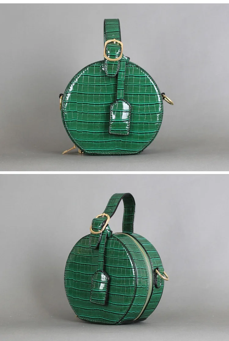 NIGEDU vintage Circular Women Handbags Famous Brand Crocodile Tote Bag  Alligator Ladies Chain Crossbody Bags PU Leather girls Messenger Bags (21)