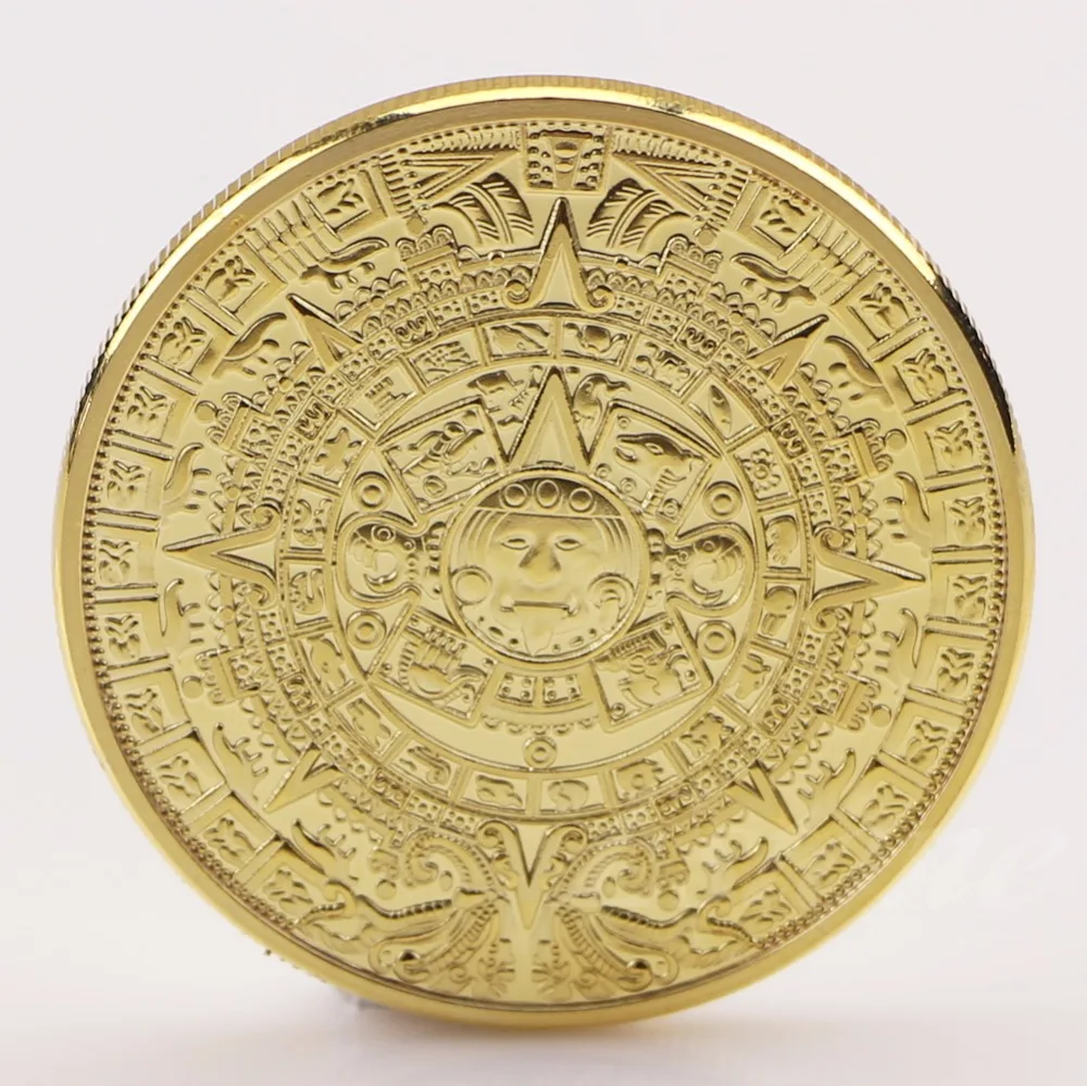 

1x Gold Plated Mayan Aztec Calendar Souvenir Commemorative Coin Collection Gift
