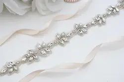 MissRDress кристалл свадебный пояс ручной работы бусы Люкс пояс-кушак серебряные стразы свадебный пояс-лента для свадебных аксессуаров JK870