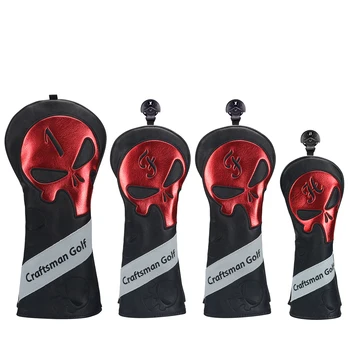 

Craftsman Golf Wood Cover Set Red Skull Driver / Fairway / Hybrid Driver FW UT Headcovers Free Shipping
