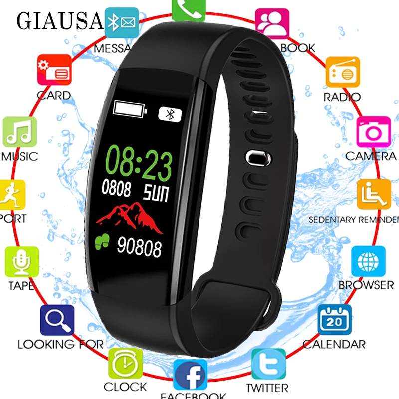 

Smart Band Sports Passometer Track Smart Bracelet Heart Rate Monitor Fitness Tracker Wristband IP67 Waterproof Smartwatch F64