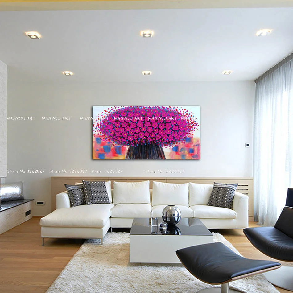 Unframed-Romantic-Purple-Flower-Palette-Knife-Oil-Painting-Handpainted-Wall-Art-Picture-Modern-Home-Decor-For (1)
