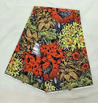 

6yards/lot African batik wax fabric!High quality chicken pattern orange painted wax material for clothes WS6-1