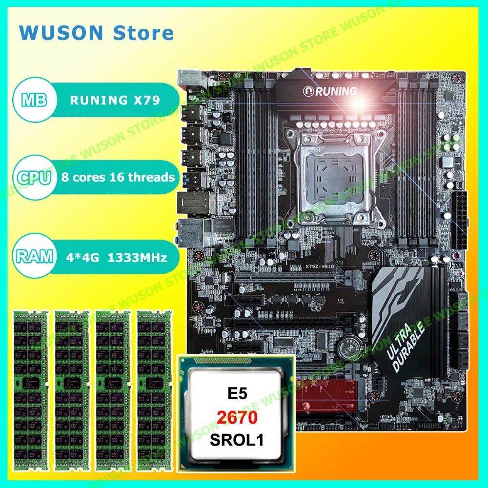 

New!!Runing Super ATX X79 LGA2011 motherboard 8 DDR3 DIMM slots max 8*16G memory Xeon E5 2670 C2 CPU 16G(4*4G)1333MHz DDR3 RECC