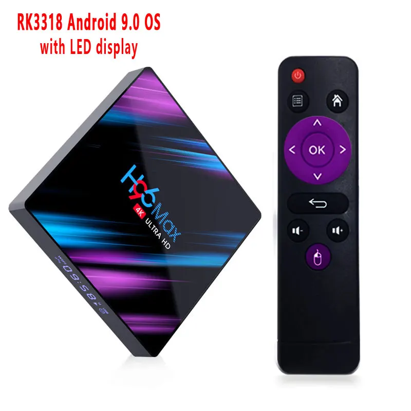 

H96 Max Rk3318 Quad Core Android 9.0 Smart Tv Box 4G Ram 32G Rom 2.4/5G Wifi Bt H.265 Vp9 Hdr 3D Uhd 4K