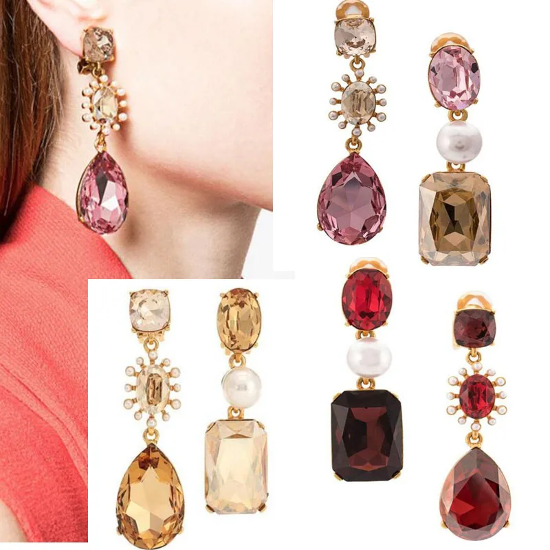 CSxjd High Quality Luxury Crystal pearl mix and match asymmetric without pierced ears ear clip