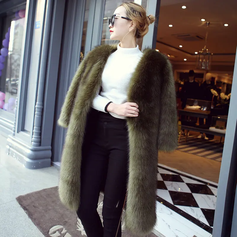 

FOLOBE 2019 Solid color Yellow Hairy Shaggy Faux Fur Coat High quality Woman O Neck Faux Fur Long Coats Warm Outerwear CFL030