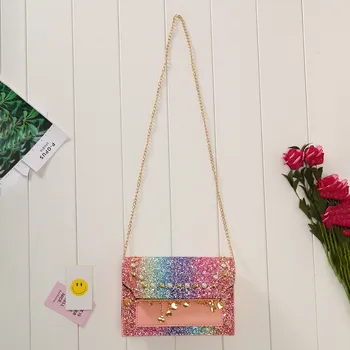

Women Sequin Chic Chain Colorful Small Square Bag Wild Shoulder Messenger Bag Bolsa Feminina Pequena Couro Genuino Para Festa 50