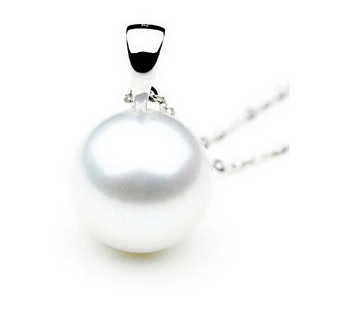 

Free shipping >>@ >816 elegant 10-11mm round natural south seas white pearl pendant necklace