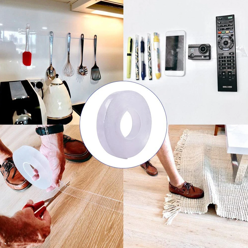 

1M Reusable Double-Sided Tape Anti-Slip Traceless Nano Sticky Tape Kitchen Sink Waterproof Strong Self-adhesive Transparent Tape