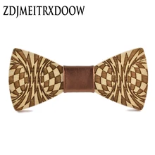 Дизайн мужские галстуки Дерево Лазерная гравировка брак связи Cravate Женщины Боути Перевозка груза падения