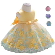 Платье для новорожденных девочек летние платья с цветочным рисунком для девочек, платье для первого дня рождения, свадьбы детская одежда для малышей от 0 до 6 лет