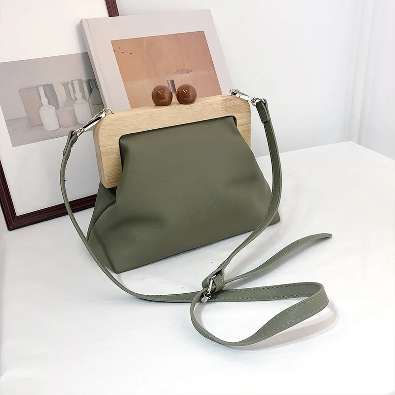  DAUNAVIA Women Bag Messenger Bag Simple Retro Pu Soft Leather Clip Bag Female Shoulder Evening Clut - 32999527264