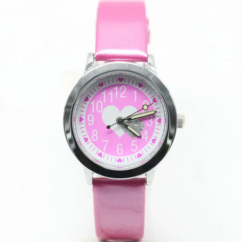 New Love Hearts child Watches Girl Leather Strap Cartoon Kids Watch