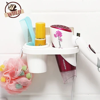 

Home Storage Holder Sucker Hair Dryer Racks Bathroom Shelves Wall Hanging Comb Cosmetic Toothbrush Toothpaste Organizer