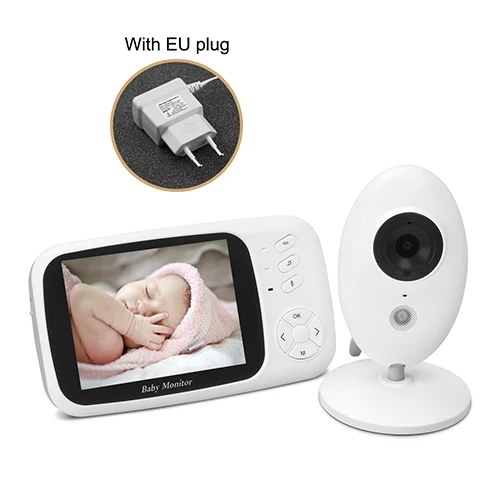 Радионяня 3,5 дюймов электронная Баба беспроводная видео поставляется с ленивым держателем подставка няня видео монитор для сна младенца с камерой - Цвет: EU  Plug