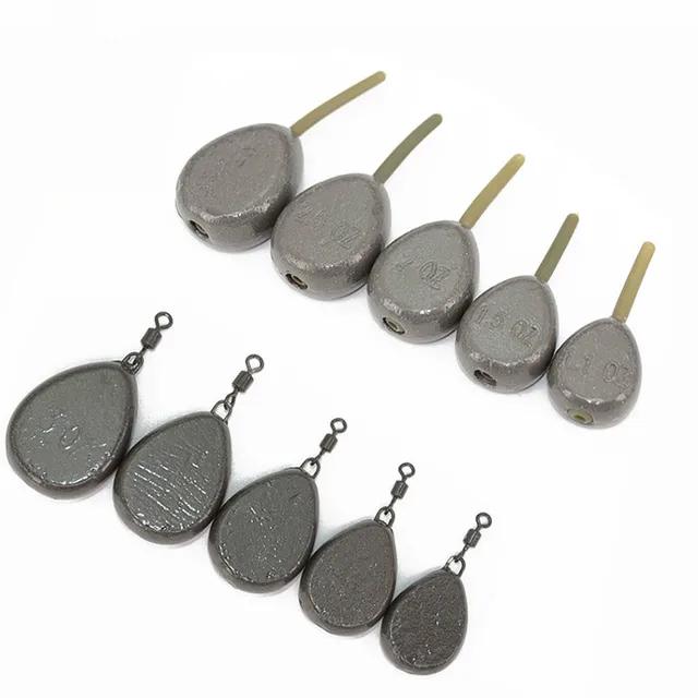 5 x Fishing Sinker Coated Tapered Flat Pear Swivel Sinker Weights Flat