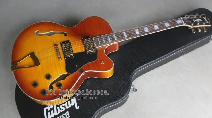 

New Arrival Custom Shop Vintage Standard Arch Top Jazz L5 Tiger Flame Electric Guitar