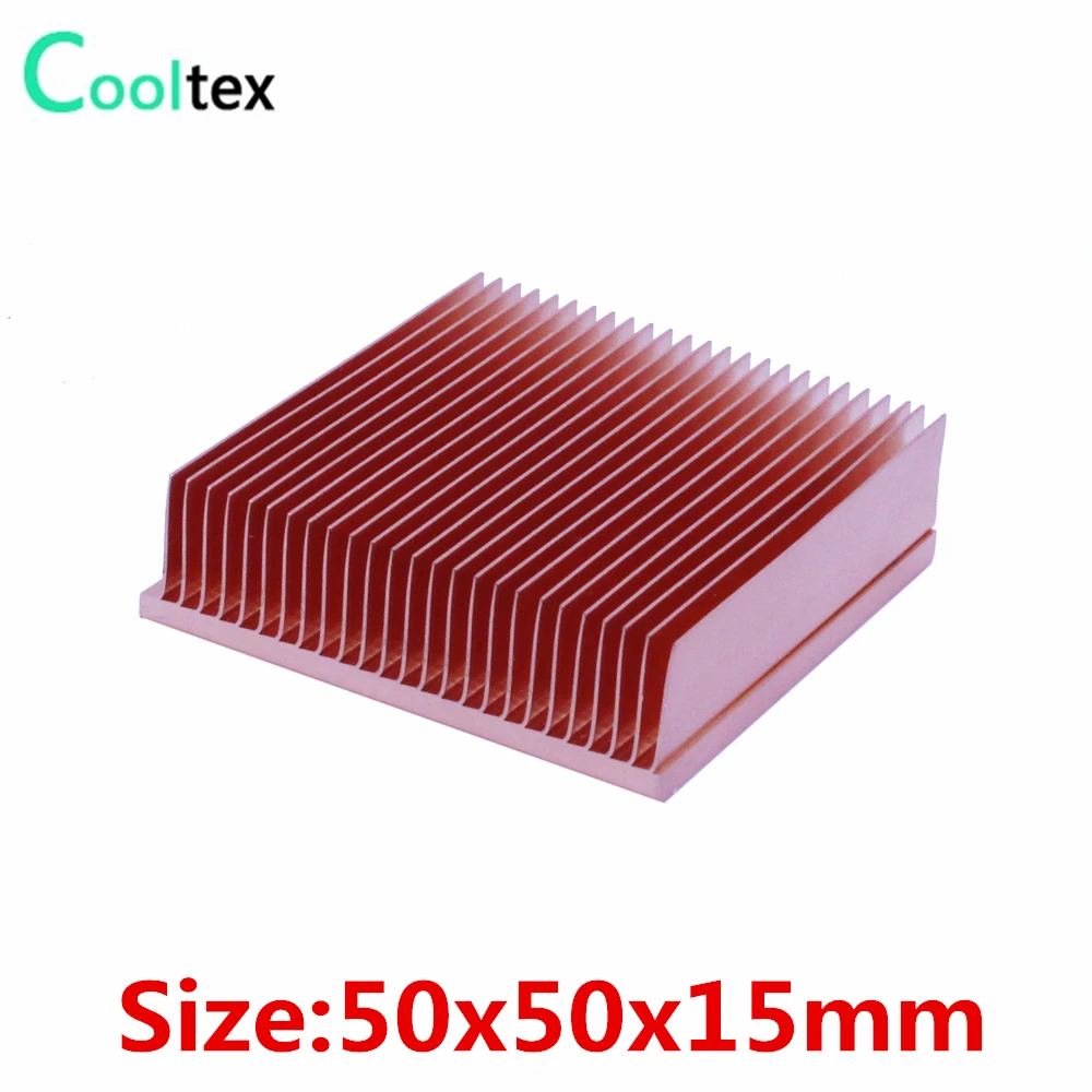 

Pure Copper Heatsink 50x50x15mm Skiving Fin Heat Sink Radiator for Electronic RAM Chip LED IC MOS Cooling Cooler