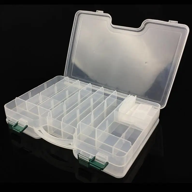

29.5 x 19 x 6cm PP Double-layer Multifunctional Fishing Lure Box PP Material with Movable Compartments