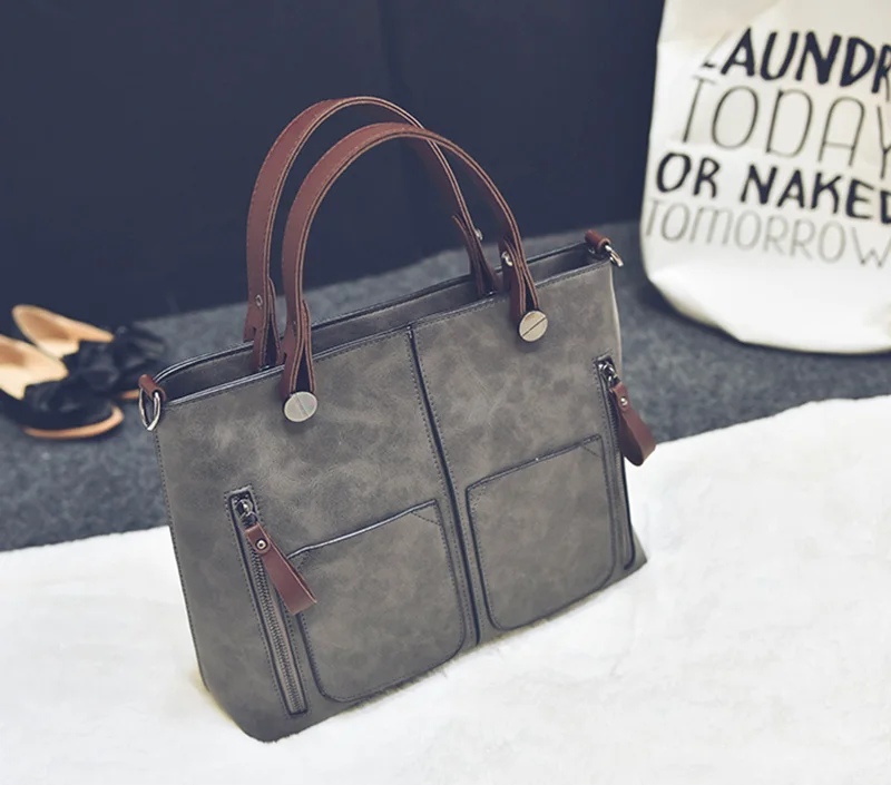 Women Shoulder Bag Vintage PU Leather Casual Totes Female Daily Shopping Bags Luxury Designer Ladies Handbag Dames Tassen SS0375 (20)