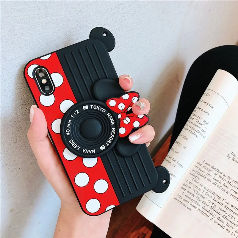 

Cartoon Minnie camera case for iphoneX/XR/XS Max silicone phone case