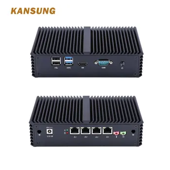 

KANSUNG Intel 4 Lan Mini fanless Pc Firewall Celeron 3205U Processor Thin Client X86 Computer Support AES-NI AS Router Box