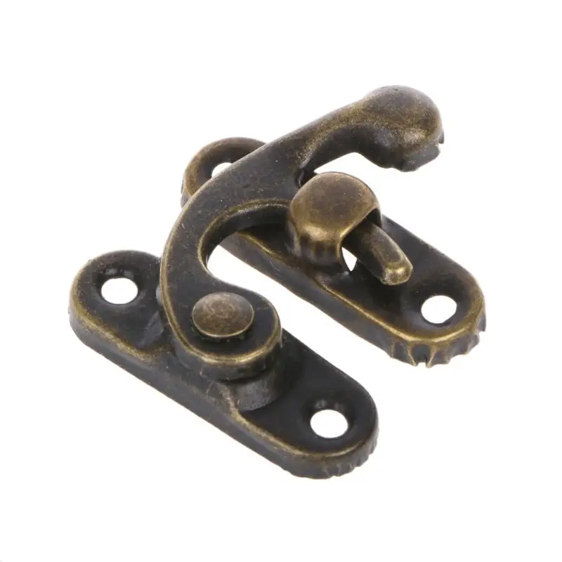 Small Antique Metal Lock Decorative Hasps Hook Gift Wooden Jewelry Box Padlock With Screws For Furniture Hardware