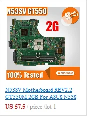 Оригинальный K54C A54C X54C материнской REV2.1 плата 4G памяти на boacrd DDR3 PGA989 100% тестирование