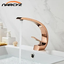 Смеситель для раковины, современный смеситель для ванной комнаты, кран для умывальника из розового золота с одной ручкой и одним отверстием, горячий и холодный водопад, FaucetXT-419