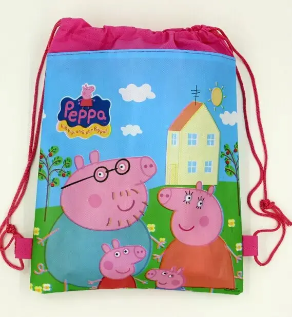 1pc Pink Pig Non Woven Fabric Loot Bag Gift Drawstring Backpack 1pc Pink Pig Non Woven Fabric Loot Bag Gift Drawstring Backpack Kid Boy Birthday Theme Party Supplies Decoration In Bags Wring From