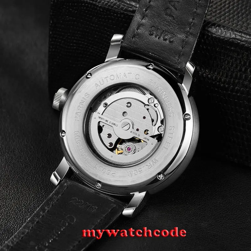 Мужские автоматические наручные часы Parnis P616 с белым циферблатом 41 мм|wristwatch