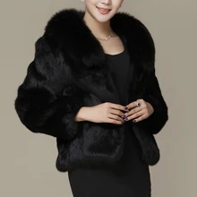 2017 New Fashion Whole Skin Rabbit Fur Jacket with Luxury Real Fox Fur Coat Customize Plus Size Low Discount Factory Fur KSR31