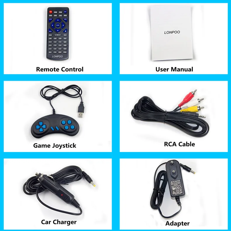 LONPOO nuevo 9 pulgadas reproductor de DVD portátil pantalla giratoria VCD CD MP3 reproductor de DVD tarjeta SD USB RCA Cable de TV juego cargador de coche reproductor de DVD - 6