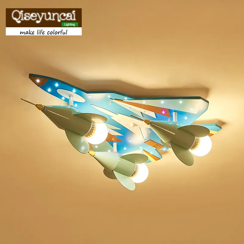 

Qiseyuncai 2018 children's room aircraft LED ceiling light boy girl creative personality room cartoon light fixture