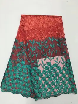 

High Quality African Lace Fabric For Wedding 2017 Embroidered France Mesh Lace Fabrics Multicolor Nigerian Guipure Cord Lace