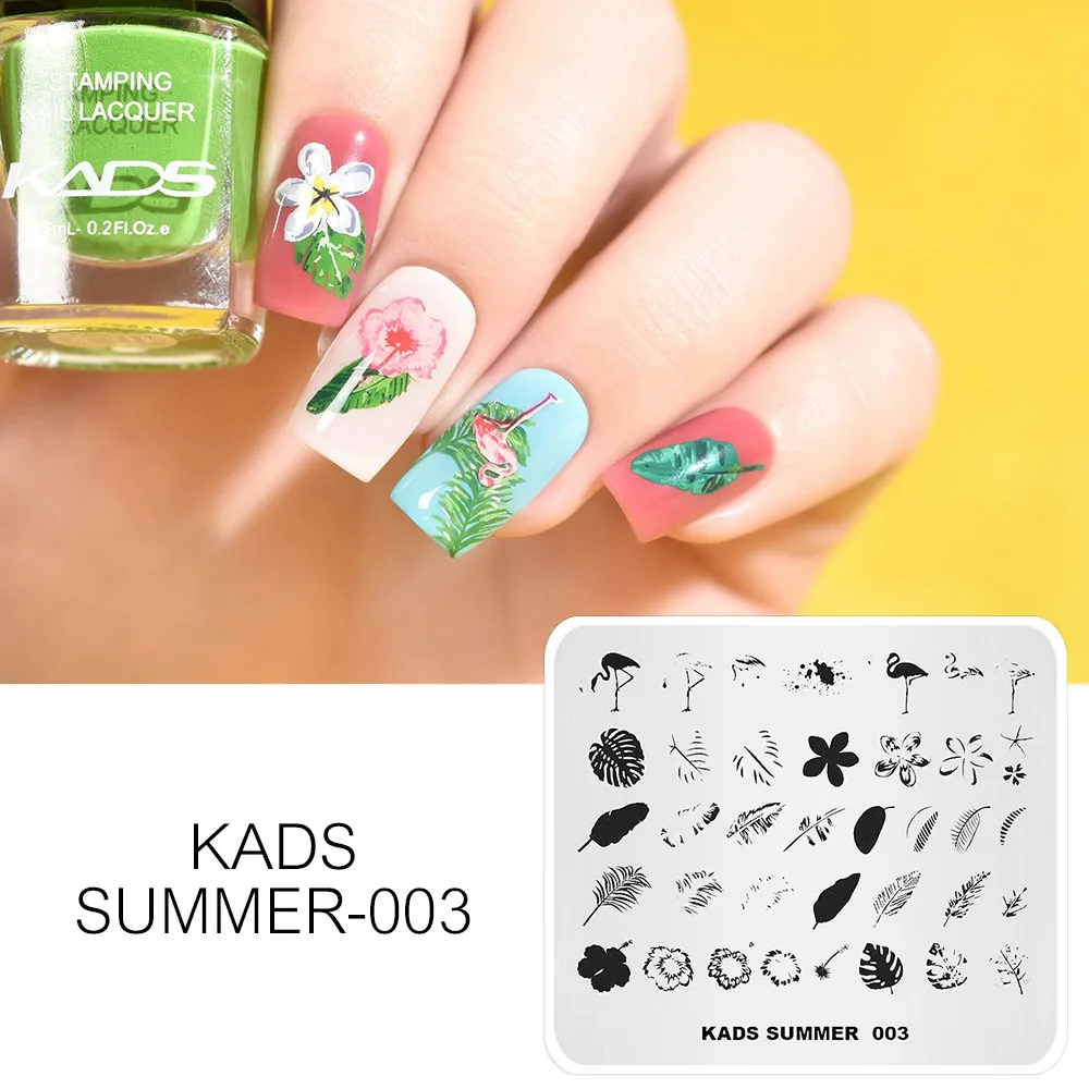 

KADS Nail Stamping Templates Manicure Stamper Stencil Nail Art Summer Fashion Nature Series Printing Plates for Stamping Tool