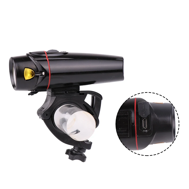 Excellent 350Lumen Cycling Headlight Handlebar Lamp 2200mAh USB Rechargeable MTB Bicycle Bike Light LED Flashlight Black Waterproof 5