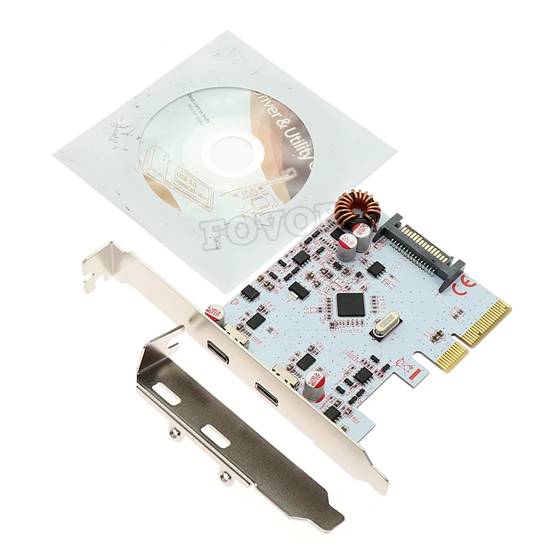 PCI Express USB 3,1 Расширительная высокоскоростная карта 10 Гбит/с 2 порта type-C концентратор адаптер 15pin блок питания