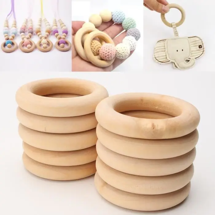 

20pc / set Ring Loop Buckle Wooden Washer 55mm Natural Teething Rings