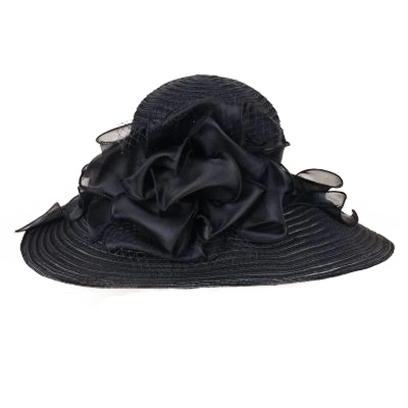 Black White Elegant Women Church Hats For Ladies Summer Flowers Large Brim  Organza Hat Beach Sun Kentucky Derby Hat Fedora - AliExpress 200000297