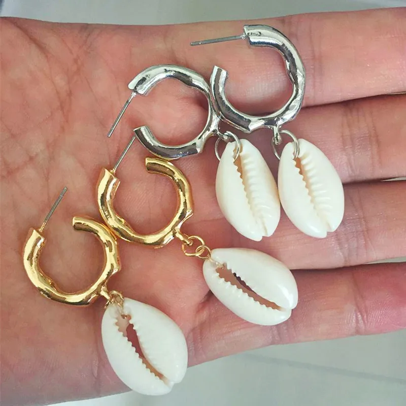 Fashion 2019 Natural Sea Shell Drop Earrings For Women Colorful Painted Shell Beads Pendant Earring Summer Beach Jewelry Brincos